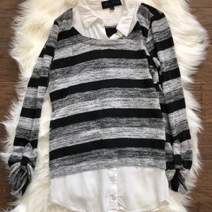 Small Long Sleeve Stripe Button Down Blouse